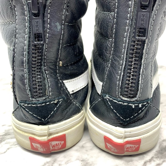 Vans Sk8-Hi Black Leather Lace Up High-Top Sneakers 7.5 Grunge Whimsigoth Skater - Picture 10 of 16